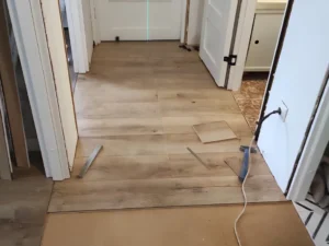 Flooring installation in hallway during home renovation in Toronto