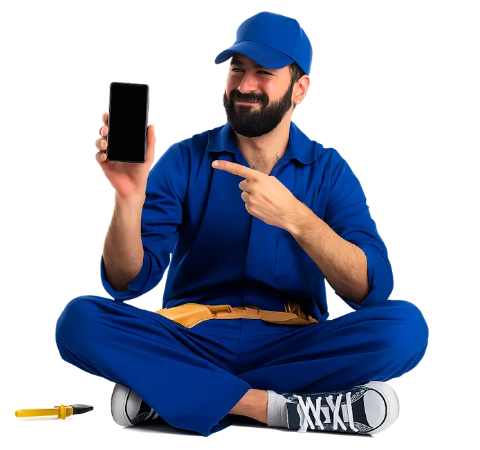 Local Toronto Handyman showing phone for quick booking
